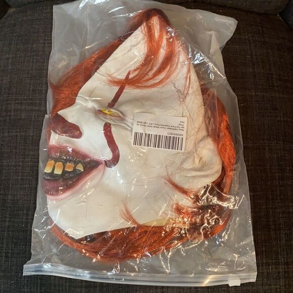 Adult Unisex LED Light Up Eyes Scary Halloween Clown Latex Mask NEW Pennywise IT - Picture 6 of 6